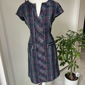 Karl Lagerfeld Paris Multicolor Plaid Tweed Dress • Purple Tones